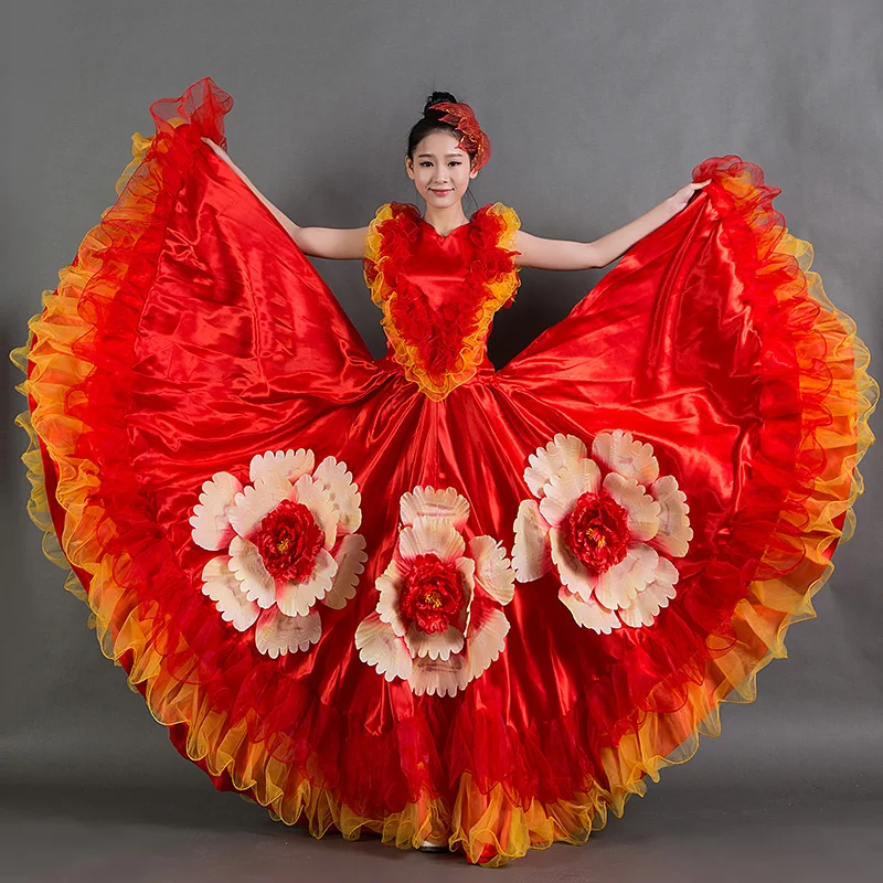 

Opening Dance Dresses Spanish Dress Large Swing Full-skirt Adult Female Dance Costume Mujer Performance Chorus Wear Suit H578