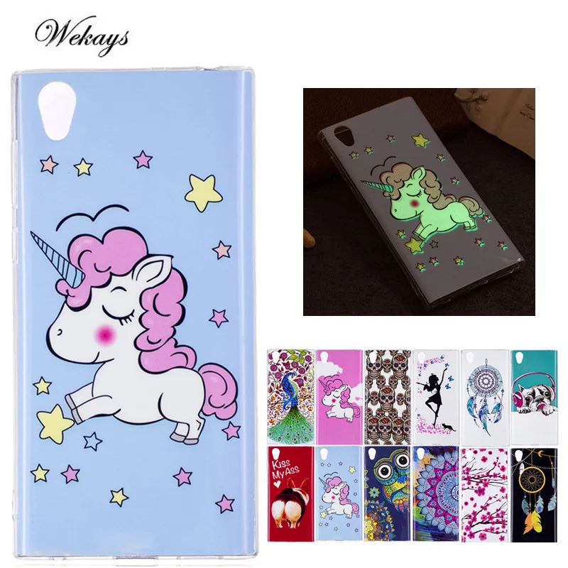 Светящийся чехол Wekays для Sony Xperia L1 E6 G3311 G3312 милый мультяшный единорог сова Череп