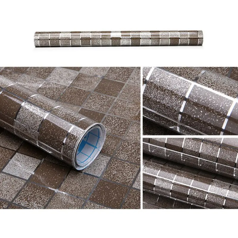 Waterproof Mosaic Aluminum Foil Self-adhensive Anti Oil Kitchen Wallpaper Heat Resistance Wall Sticker 45x200cm Waterproof Mosaic Aluminum Foil Self-adhensive Anti Oil Kitchen Wallpaper Heat Resistance Wall Sticker 45x200cm
