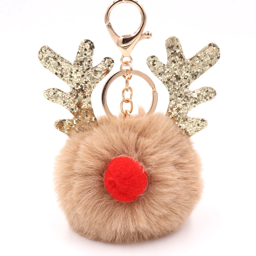 

Plush Pendants Keyring Keychain Pompom Elk Santa Claus Fur Ball Doll Xmas Ornaments Christmas New Year Gifts Party Favors