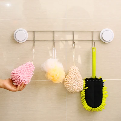 

Stainless steel sucker four hooks kitchen utensils hanging pieces hanging hook towel rack