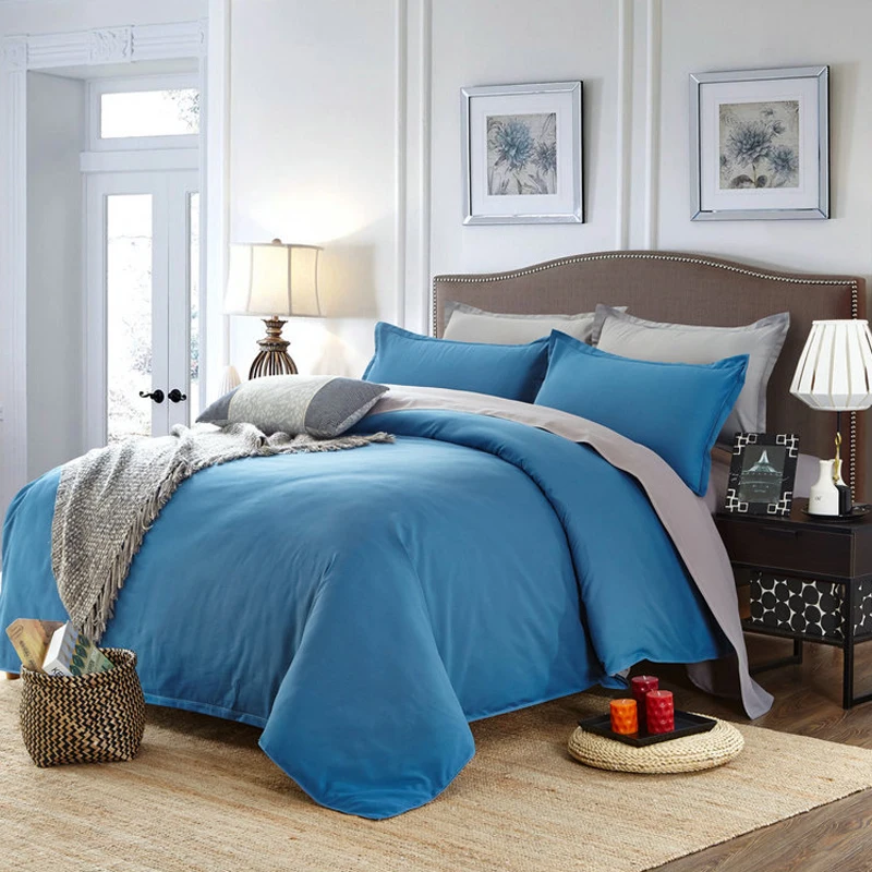 

Bedding set 4 Size Solid color bed linen 4pcs/set duvet cover set Simple Style bed sheet AB side duvet cover Pillowcase 2019 new