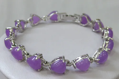 

wholesale beautiful 8MM silver plated Purple Jade Bracelet new
