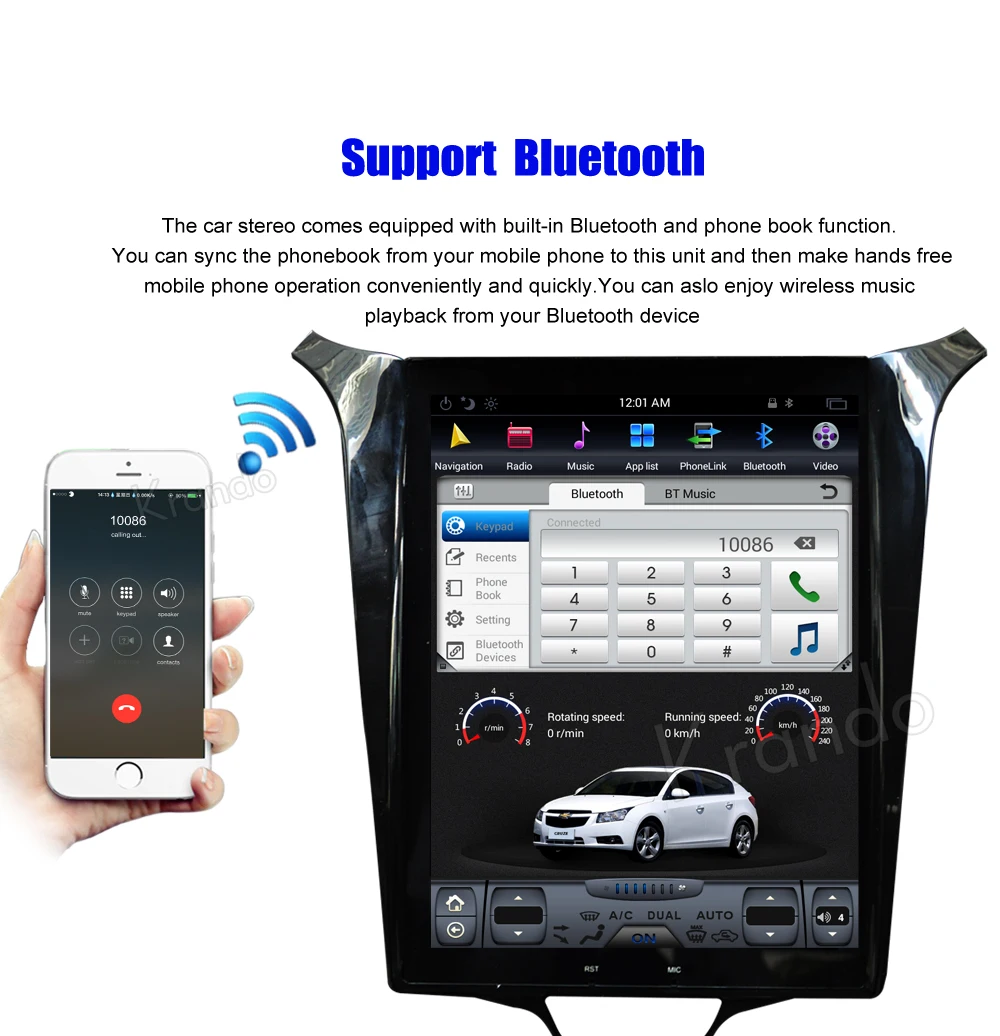 Flash Deal Krando Android 8.1 10.4" Tesla Vertical screen car audio player gps for Chevrolet Cruze 2015+ multimedia entertainment system 3