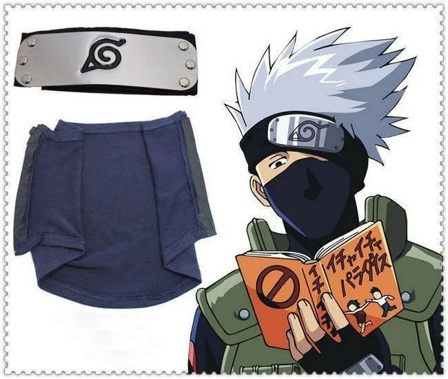 

2pc set! Naruto KAKASHI Cosplay Costumes Ninja Mask + Cosplay Headband