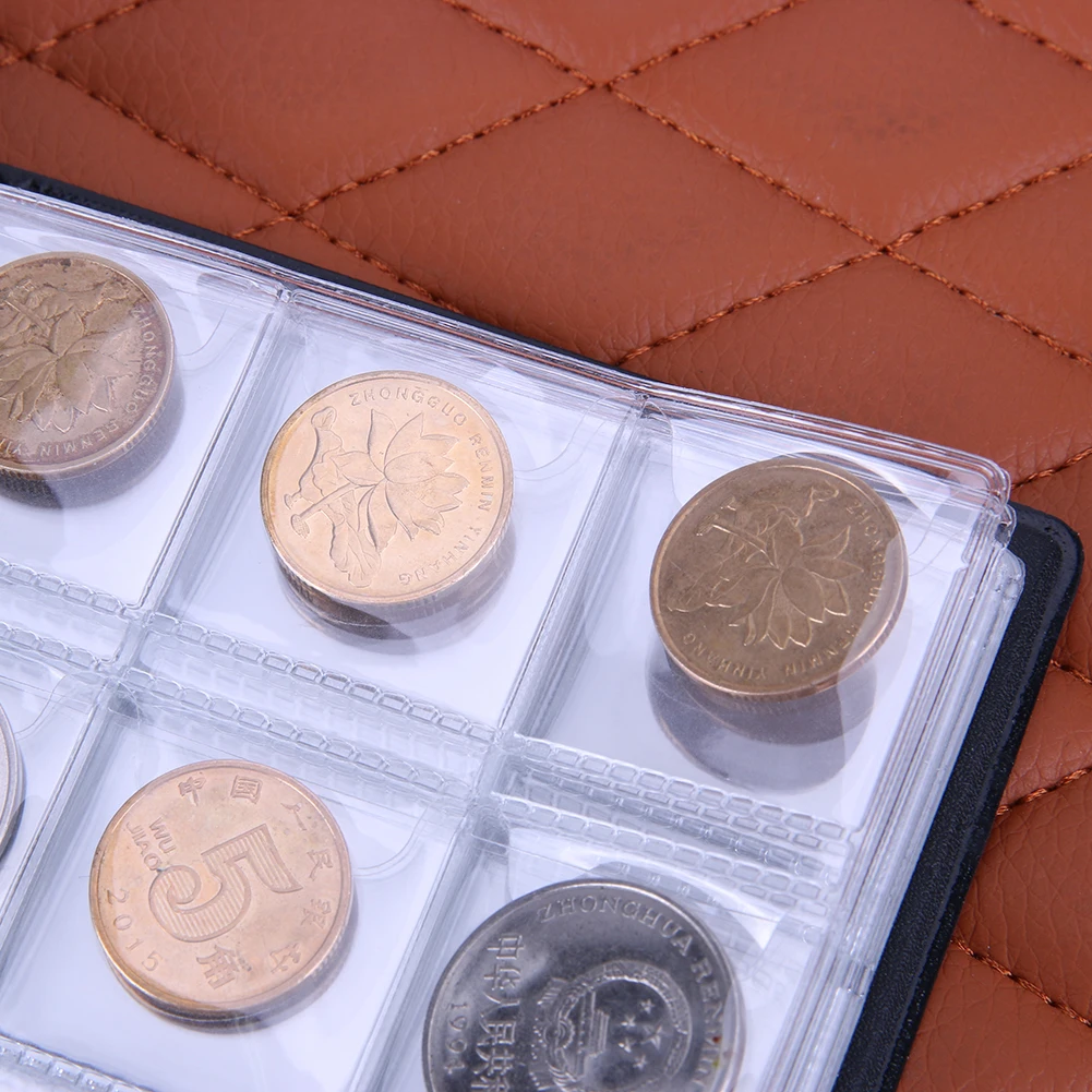 120 Pockets 10 Pages Coin Storage Album Vintage Storage Book for Coins Collection Coin Holder Album for Coins Coinage