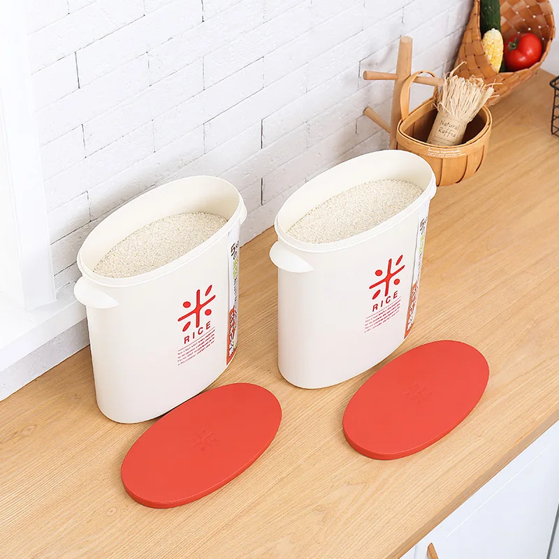 

5kg Plastic Rice Barrel Kitchen Round Rice Storage Box Moisture-Proof Storage Box Food Storage Bins
