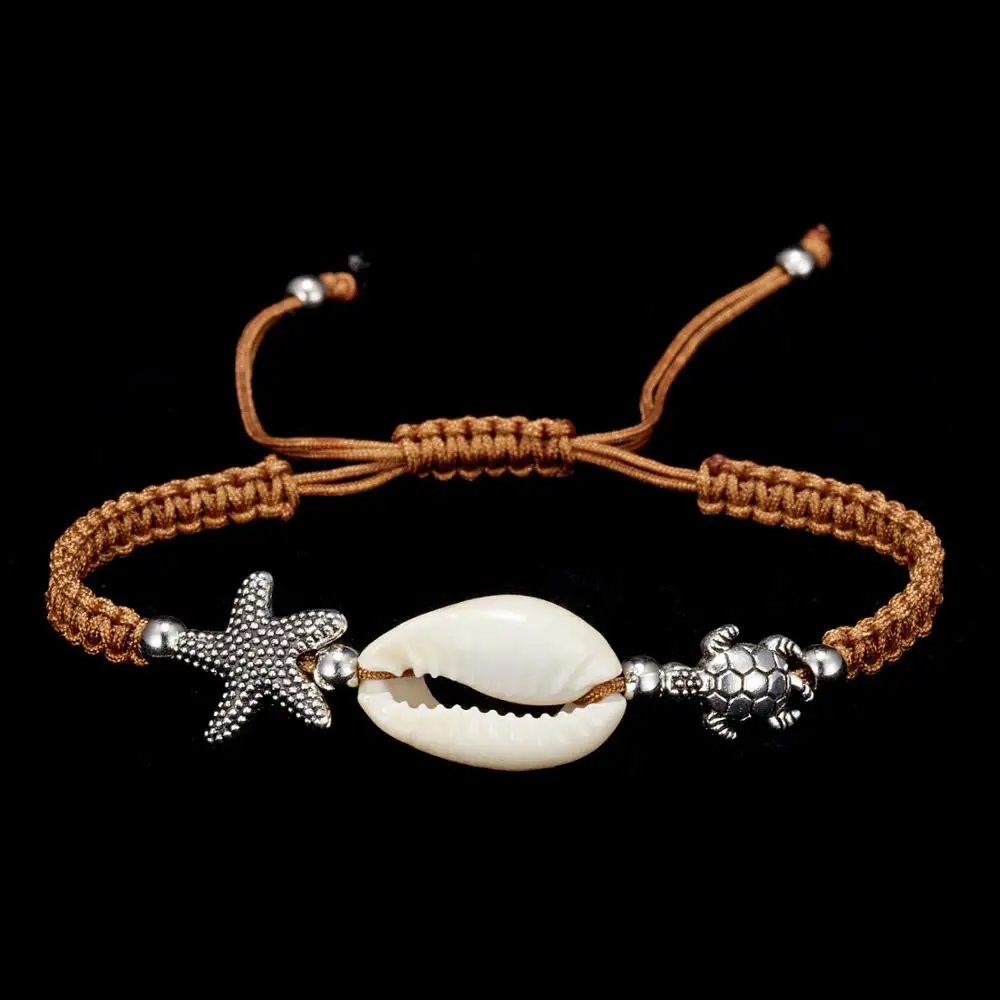 Rinhoo ручной работы Креативные Морская звезда ракушка черепаха плетеные браслеты узлы счастливая веревка браслет унисекс размер регулируемый Прямая поставка