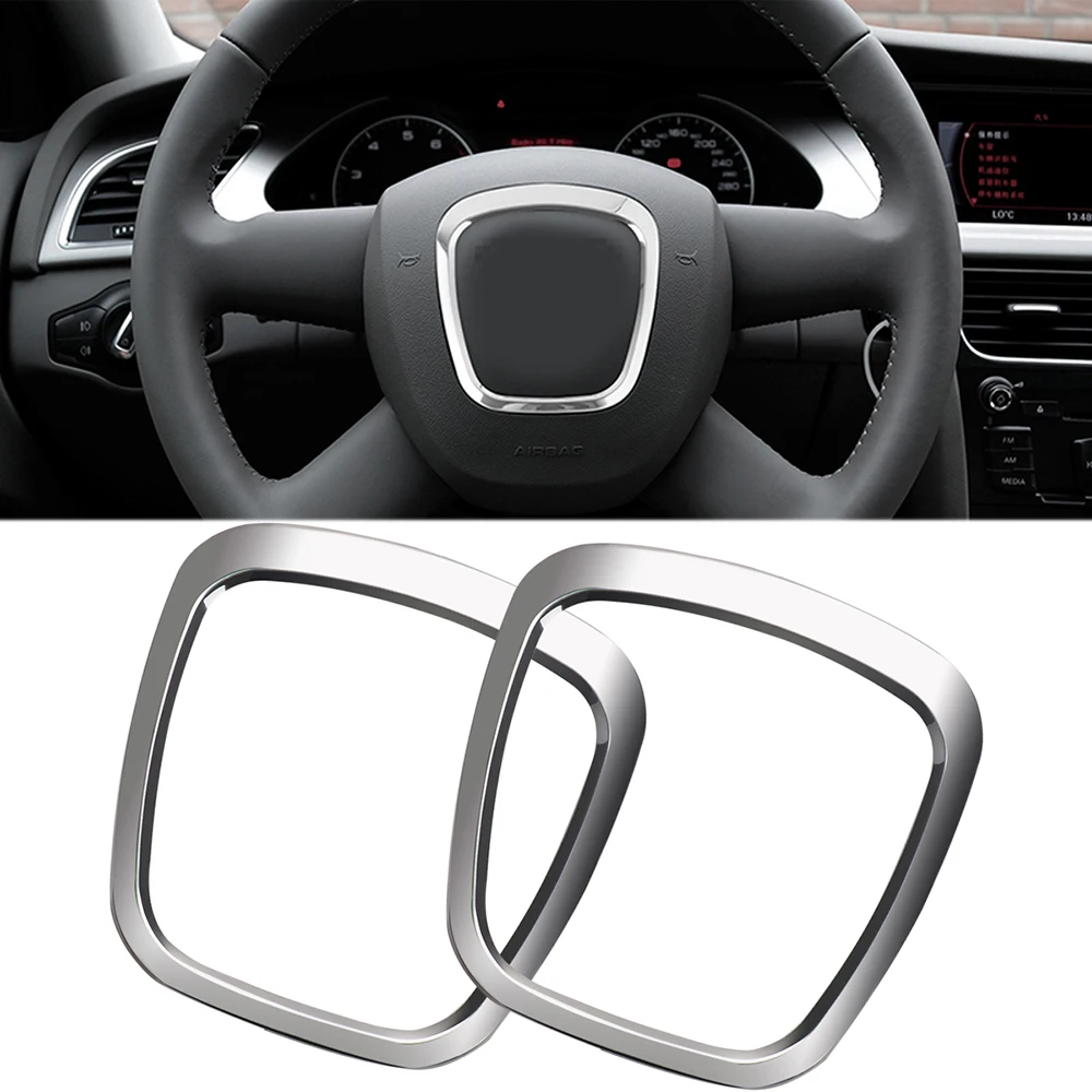 

Sliver Ring Car Steering Wheel Sticker Auto Styling Tuning For Audi A4 A5 A6 Q5 Q7 Steering Wheel Logo Frame Decorative Chrome