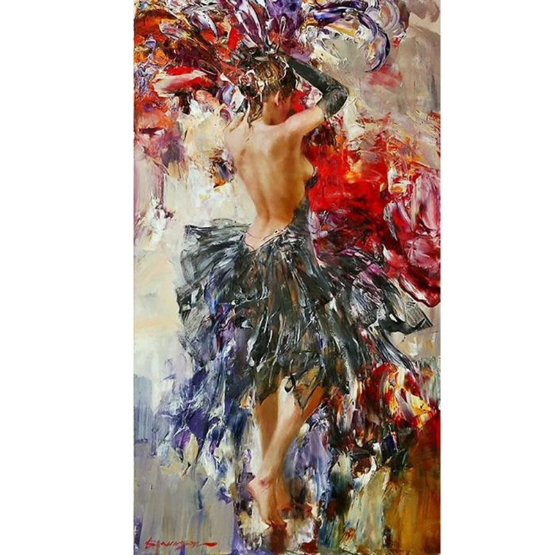 

High quality Hand Painted modern Art Dance is costume oil painting poster Canvens painting living room Home Decoration Fine Art