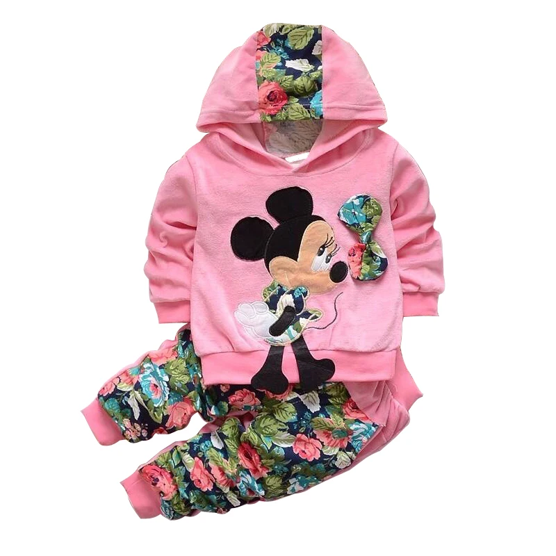 

Clothing Minnie Girls Clothing Sets Spring Casual Cotton Hooded Children Clothes Set Full Sleeve Girls hoody Pants Kids Clothing