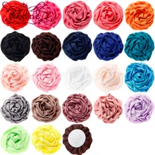 10 unids/lote 7cm lindo 22 colores satén Rosa enrollada flores para Diy diadema pinzas para el pelo bebé niño sombreros accesorios para el cabello