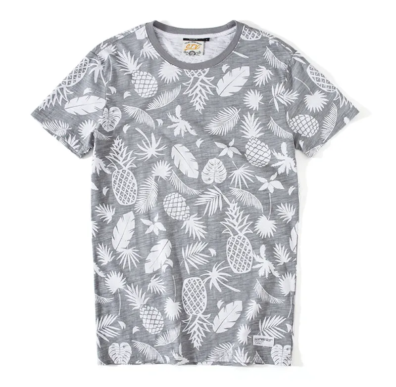 GustOmerD Новая Летняя мужская футболка с круглым вырезом тонкая с коротким рукавом Футболка с растительным принтом хлопок Повседневная Мужская футболка - Цвет: gray