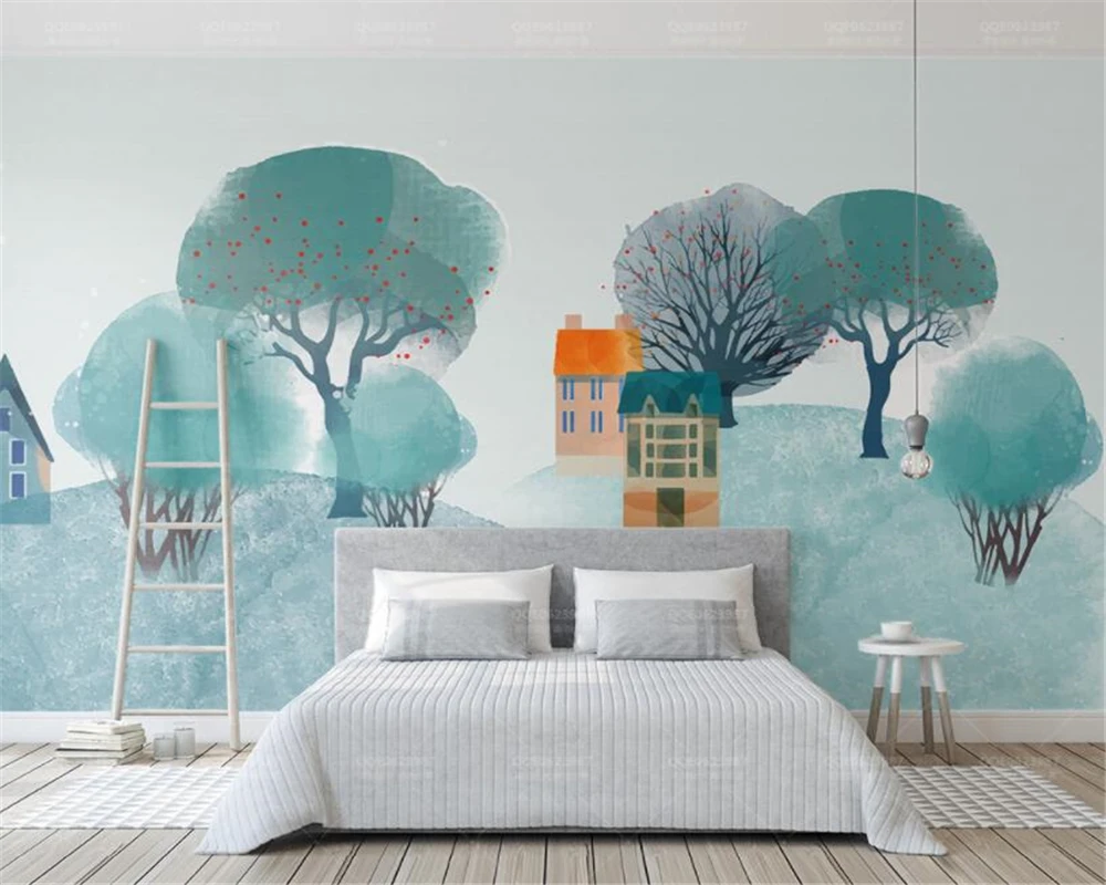 beibehang Modern Living Room Bedroom Background Wall 3d Wallpaper Nordic Style forest Hill Interior Design 3d Wallpaper Mural