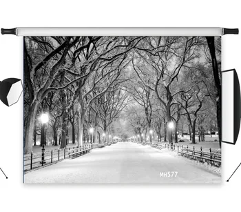 

LB Polyester & Vinyl Dreamy Snowy Winter Street Evening Portrait Studio Backdrop Photography Photo Props Photographic Background