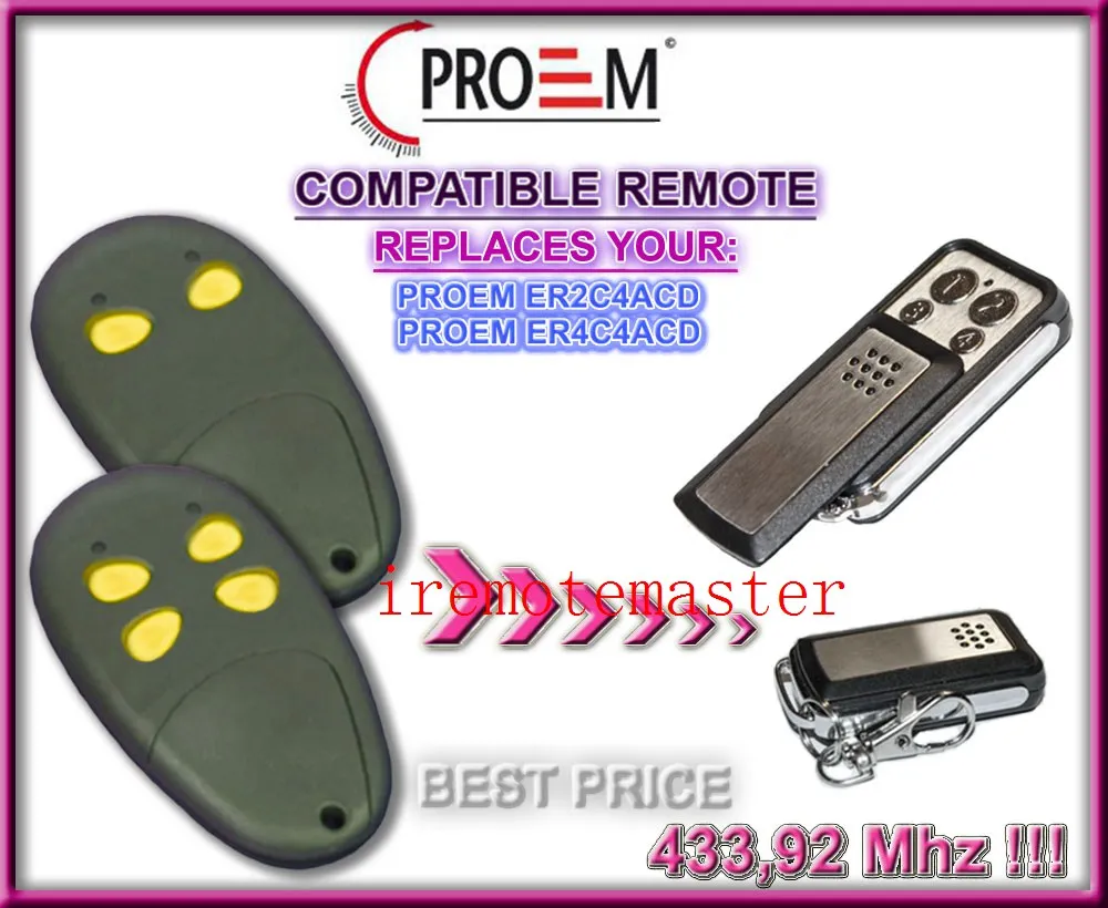 

PROEM ER2C4ACD,ER4C4ACD replacement remote control 433,92MHZ free shipping