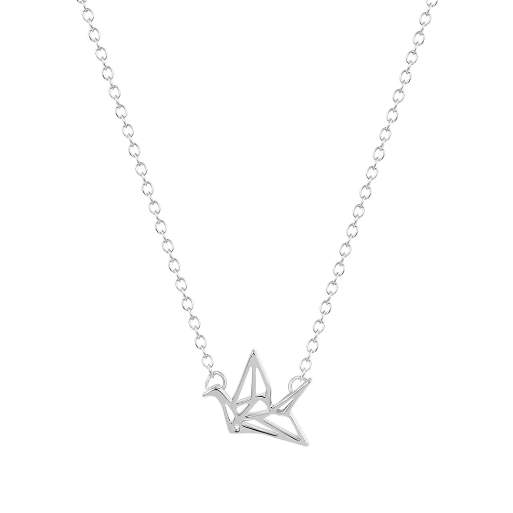 

Cute Bird Origami Crane Animal Chain Pendant Couple Necklace Unique Minimalist Statement Jewelry Party Gift for Girls Women