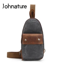 Новинка, винтажные мужские нагрудные сумки для отдыха, холщовые однотонные сумки ручной работы на молнии, водонепроницаемые износостойкие сумки через плечо и через плечо