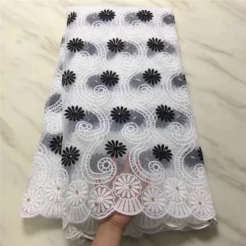 

White And Black 2018 Embroidery Nigerian Laces Fabric Bridal African Lace Fabric High Quality French Tulle Lace Fabric For Women