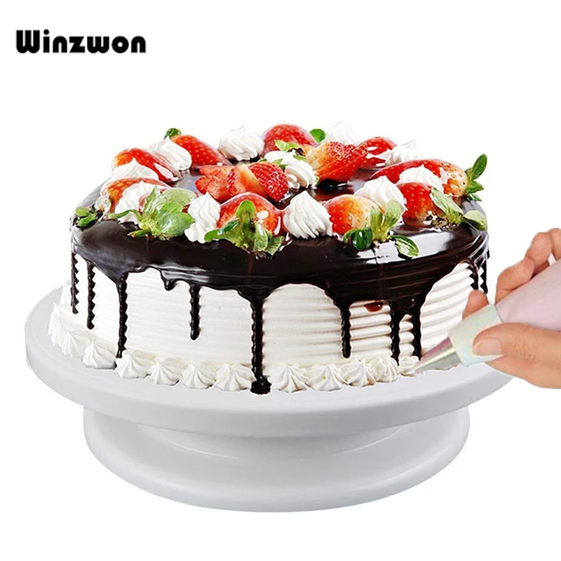 

28cm Round DIY Cake Decorating Tools Rotating Cake Turntable Sugar Craft Platform Cupcake Swivel Cake Table Plate For Kitchen