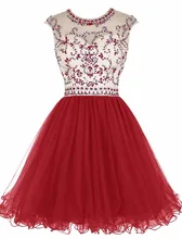 2017 Sexy Open Back Red A-line Kurze Heimkehr Kleider Sleeveless Prickelnde Perlen Backless Mädchen Prom Cocktailkleider 18
