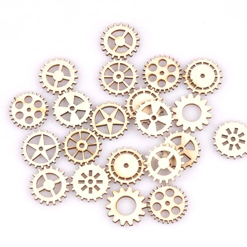 

50pcs Natural Wooden wheel gear Pattern Handmade Scrapbooking Craft for DIY home decor. 24mm MT1683