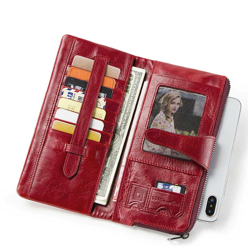 

2018 New Fashion Women Wallets Hasp genuine Leather Burse grils Long Design Purse Women's Coin Purse Two Fold More Color Clutch