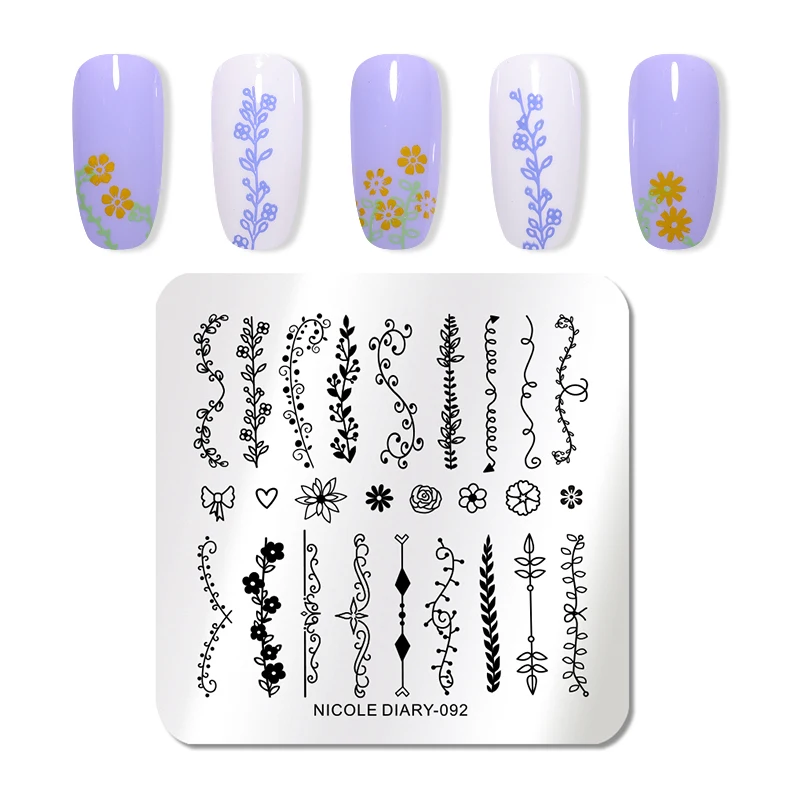 Nicole Diary Dolphin Elk Nail Art штампованные пластины животные кошка цветок цветочное изображение штамп трафарет маникюрный шаблон инструмент для