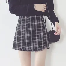 2017 New England plaid skirt skirt female waist slim irregular student summer skirt