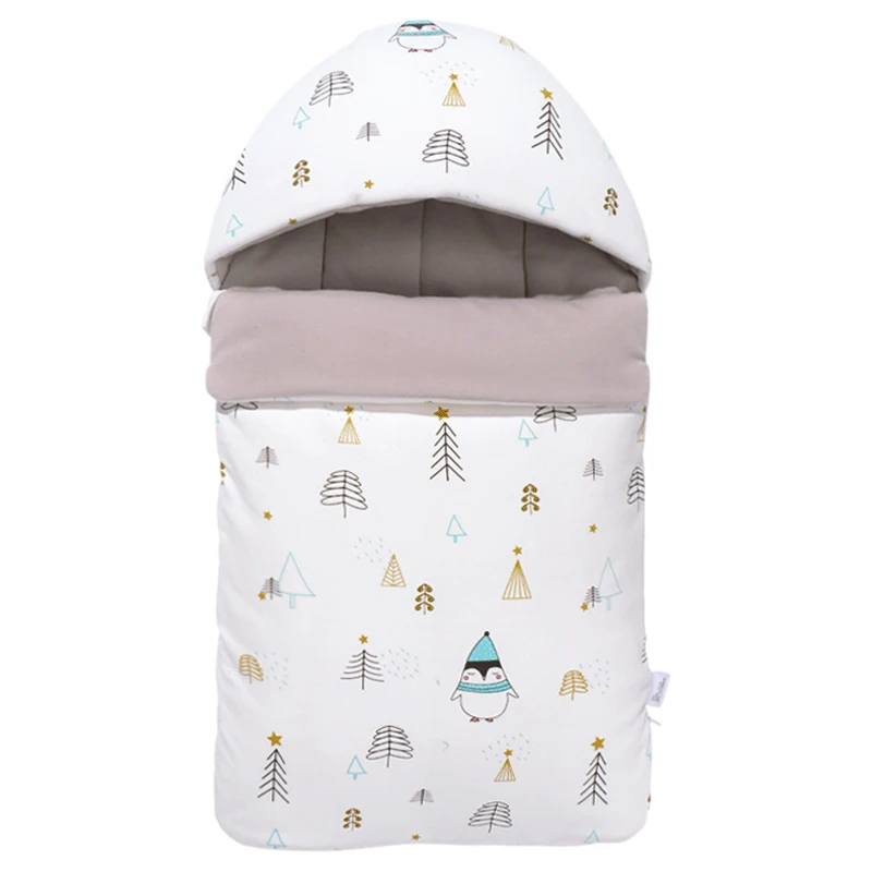 Детский спальный мешок, конверт для новорожденных, чистый хлопок, для новорожденных, для младенцев, завернутый в зимнюю коляску, сумка, хорошо сделано в деталях - Цвет: Penguin-L