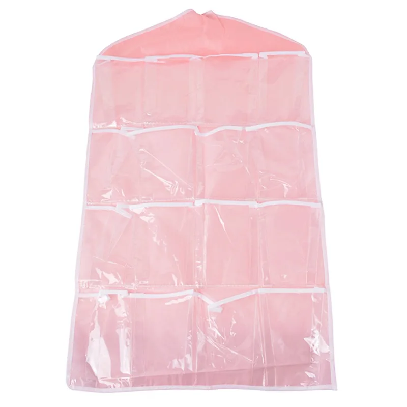 Hifuar 16 карманов настенный шкаф Органайзер для мелочи украшения сумки для хранения нижнее белье Косметика игрушки Органайзер сумки - Цвет: Pink