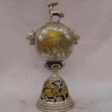 Песня voge gem S0816 11 Китайский Дворец Белый Медь Серебро Gild Феникс Дракона Фонари Горшок Ваза