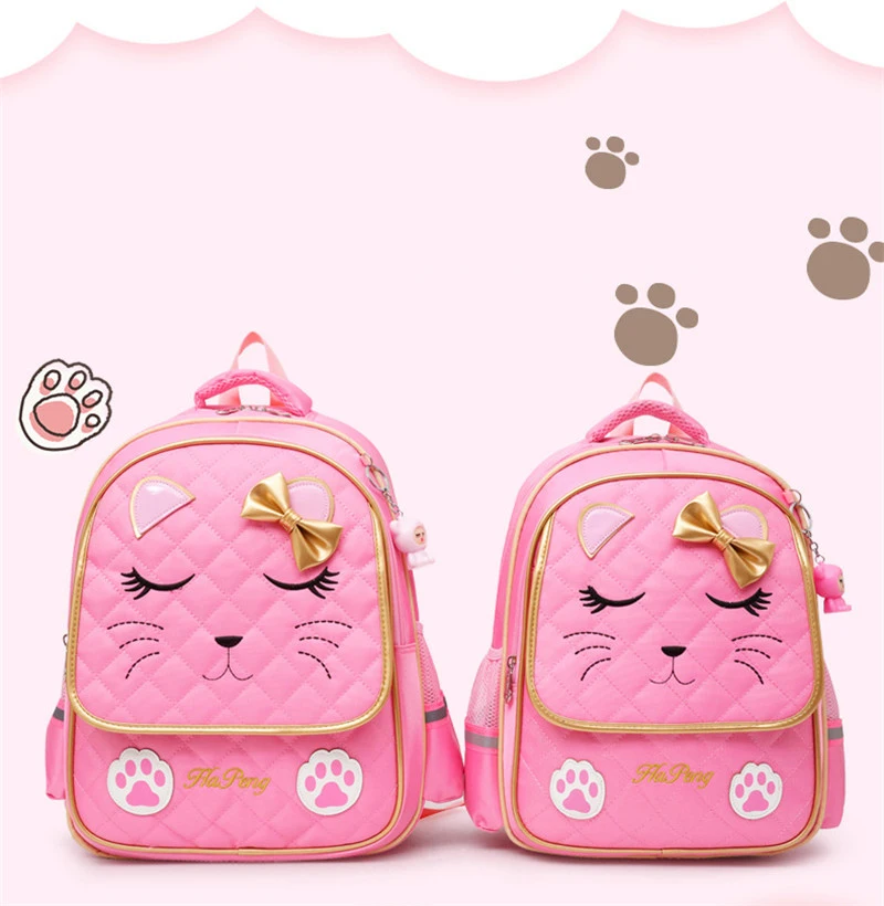 Школьные сумки с милым мультяшным котом для девочек, ортопедические рюкзаки для учеников, Детские водонепроницаемые школьные сумки, утолщенные плечевые сумки Mochila