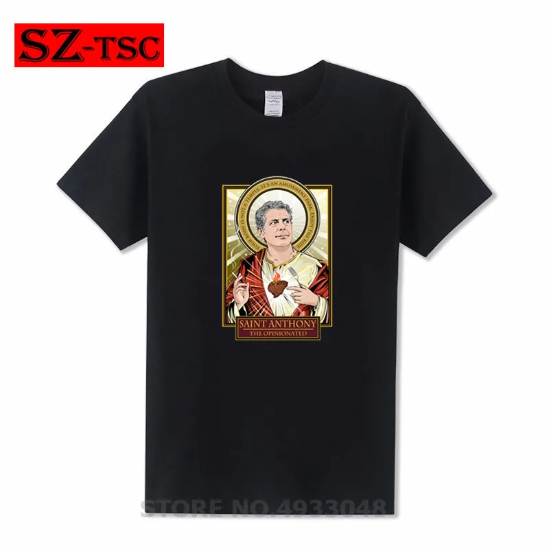 

2019 New just color T Shirt Mens cotton Saint Anthony Bourdain T-shirts Summer Skateboard Tee Boy Skate Tshirt Tops