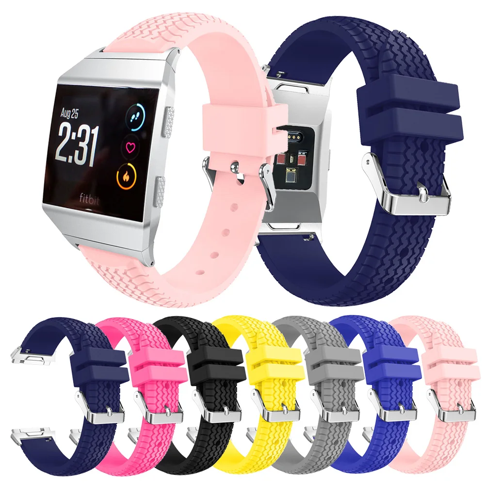 

Soft Silicone Replacement Straps for For Fitbit Ionic Car Tread Pattern Smart Bracelet Watch Band for Fitbit ionic For Man Women