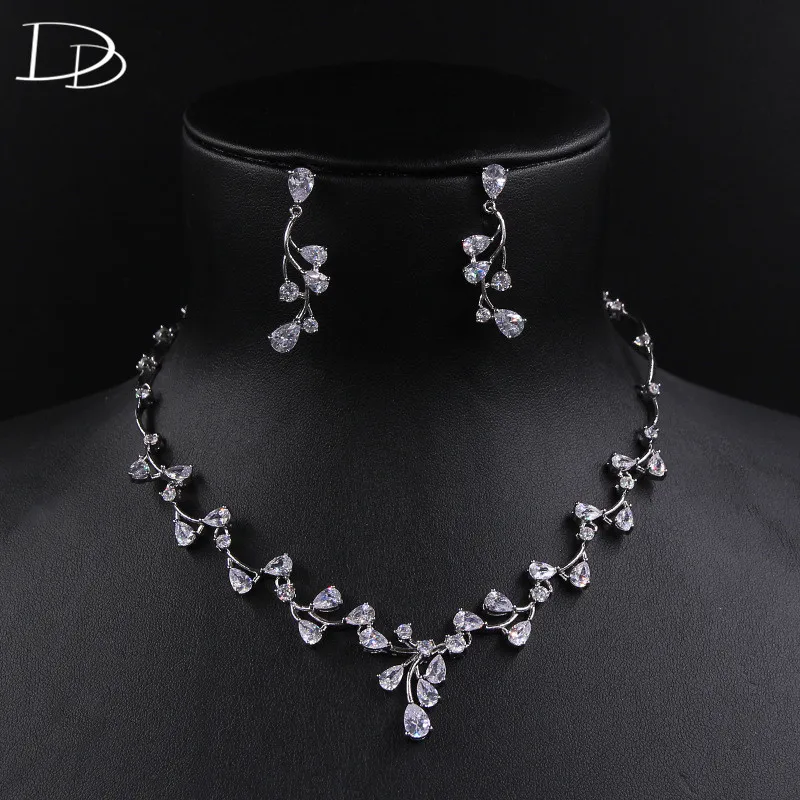 

DODO Luxury White Gold Color Wedding Cubic Zircon Jewelry Sets Romantic Choker Necklace Drop Earrings For Women Best Gift D15169