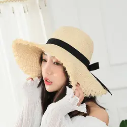 Летние шляпы для женщин Панама Hat на пляже соломенная шляпа chapeau Femme козырек hat