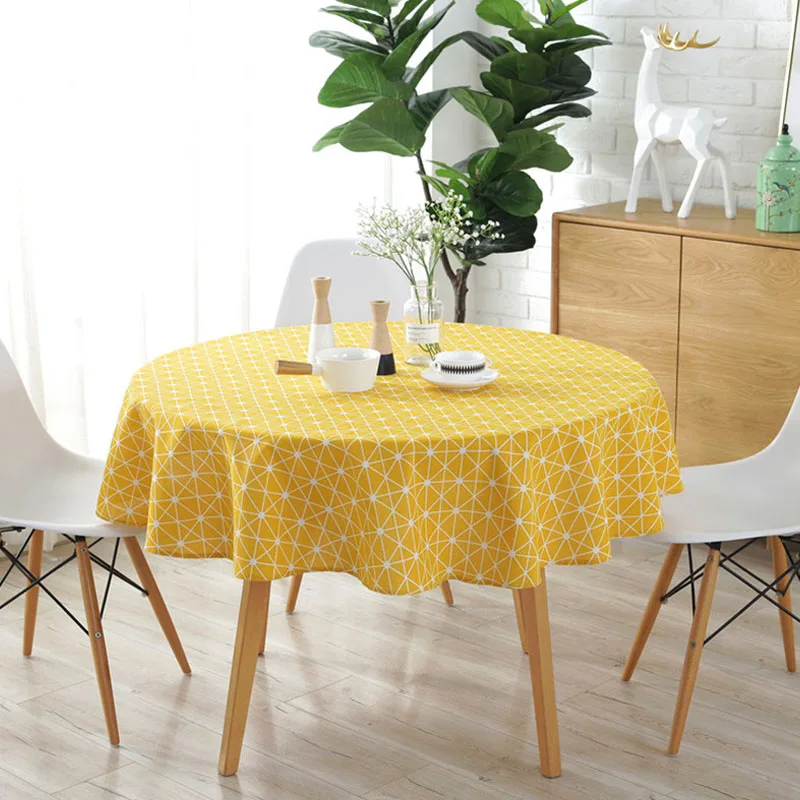  Linen Printing Tablecloth Round Table Cloth 1 Pcs Table Cover Nordic Polyester Cotton Home Kitchen 