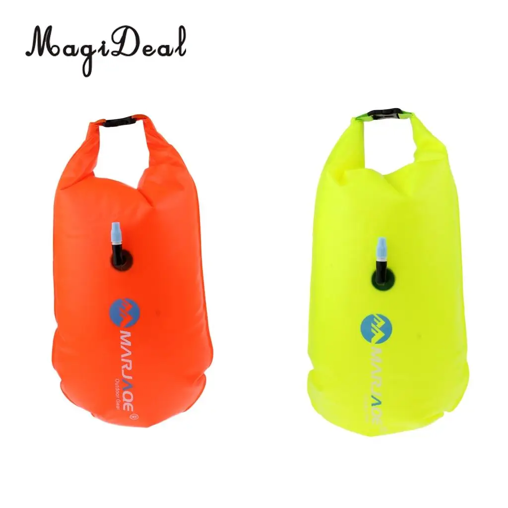 MagiDeal Lightweight High Visibility Inflatable Dry Bag Open Water Swim Float Tow Bag Fluo for Swimming Triathlon Accessories