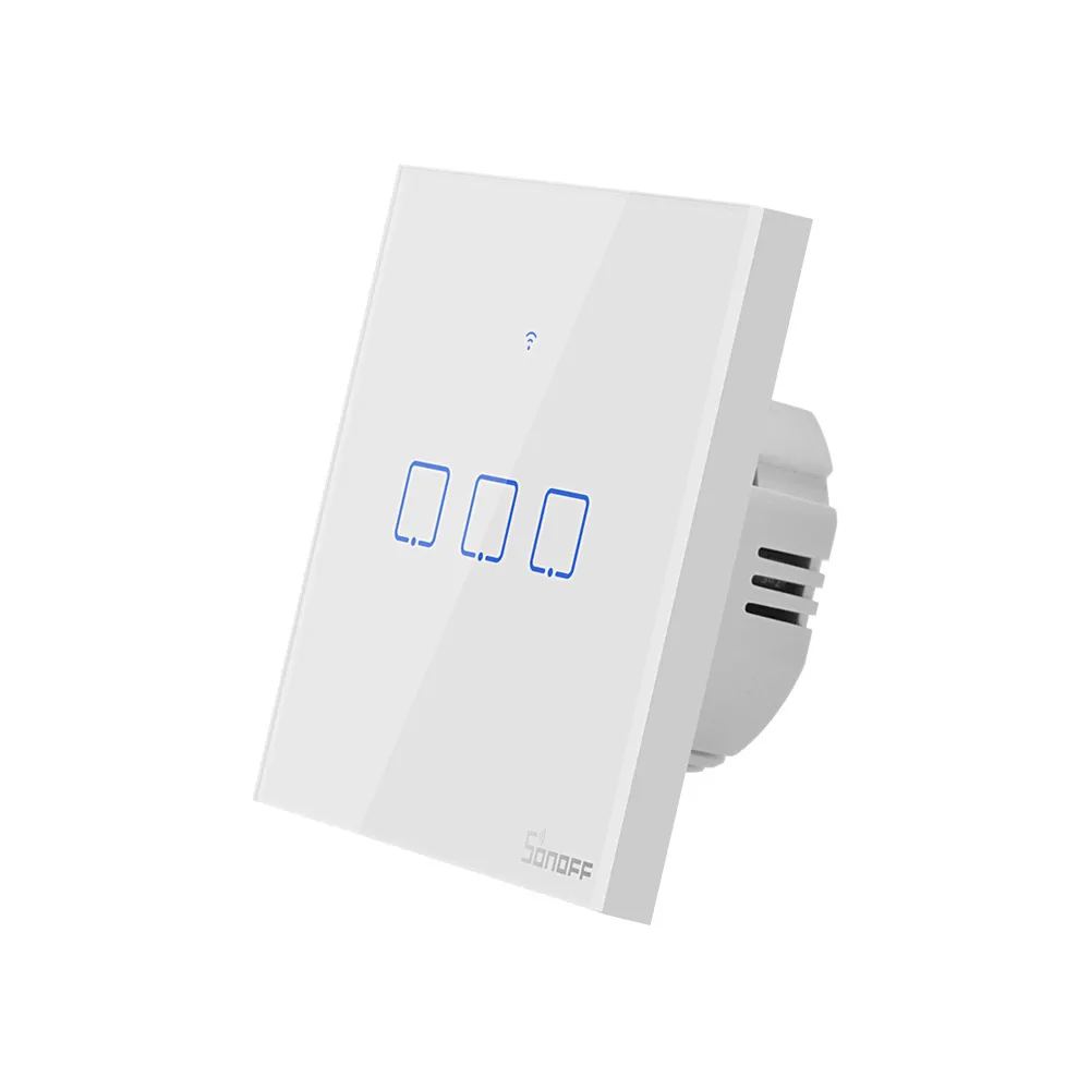 Sonoff T1 EU 3 Gang Wireless Wifi 433 RF Smart Home Remote Control Wall Light Touch Screen Smart Switch Work with Alexa Google