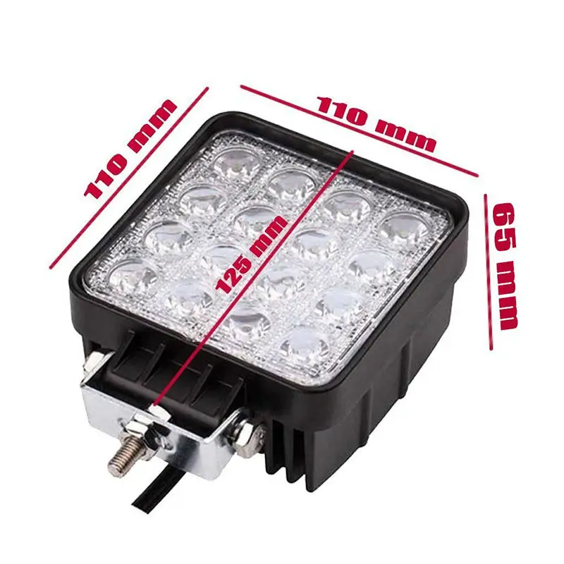 4 2pcs 4.3Inch Square 48W 3360Lm Yellow Spotlight 3000K Led Work Light Spot Driving Work Lamp Fog Bulb Offroad Light Off-road Truck Car Automobile ATV UTV SUV Boat Fish 4WD Tractor Safety Warning Safe