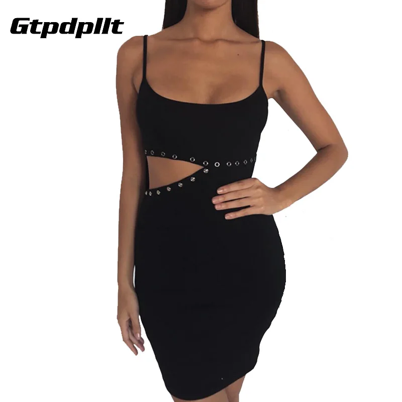 

Gtpdpllt Summer Dress Women Sexy Hollow Out Mini Bodycon Dresses Backless Casual Black Dress Club Party vestidos robe femme