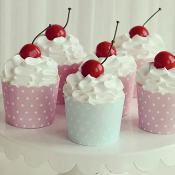 

Cupcake Wrappers Blue&Pink White Dots Bulk High Temperature Muffin Baking Cups Greaseproof Paper Cupcake Liner
