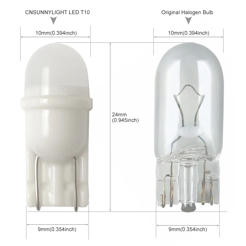 Cnsunny светильник 2 шт. T10 W5W светодиодный интерьер автомобиля светильник 3030 светодиодный указатель поворота 12V Клин Парковка Купол лампы с оригинальной Размеры белый 6000K
