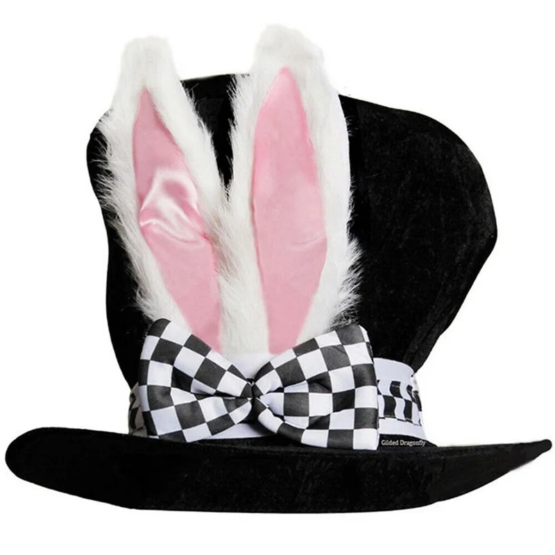 

Rabbit Velvet Gift Cute Plush Topper Bowknot Costume Easter Funny Performance Bunny Ears Party Hat With Checkered