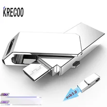 KRECOO New USB3.0 High-speed Data Transmission Waterproof Portable Dual Plug OTG USB Metal U Disk for Android Rotate U Disk