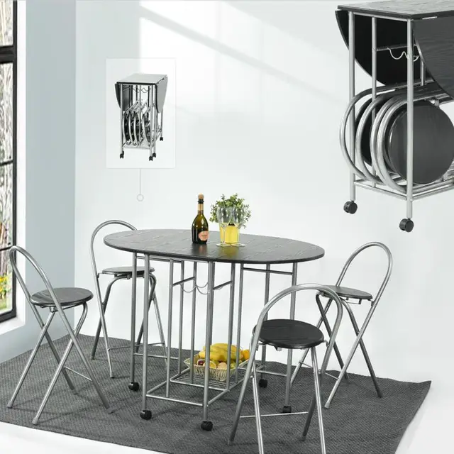 Aingoo 5pcs 360 Degree Erfly Set Steel Sliver Dining Room Aingoo 5pcs 360 Degree Erfly Set Steel Sliver Dining Room Furniture Unique Folding Design Brand Table