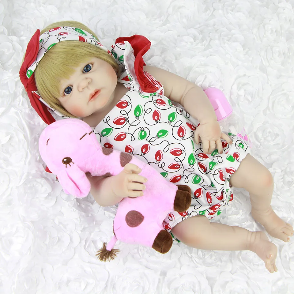 

Gold Wig 23'' Reborn Baby Doll Toys For Girl True To Life Baby Vinyl Dolls Full Silicone Realistic Bonecas Reborns For Sale