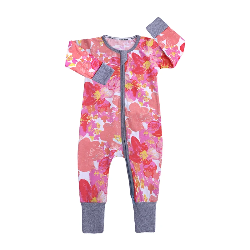 С принтом в виде листьев, длинные рукава Детская одежда для сна, Хлопковая пижама для новорожденных детские комбинезоны комбинезон для новорожденных одежда JP459