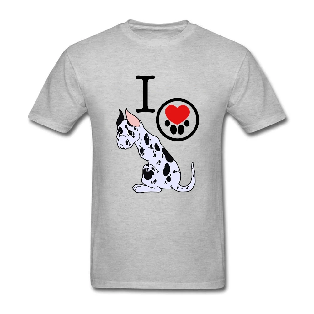 I Love Great Dane Dog Short Sleeved T Shirt Male Latest Designed Tshirt